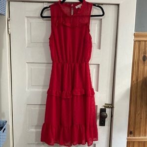 Monteau Red Casual Ruffle Dress